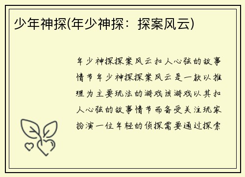 少年神探(年少神探：探案风云)